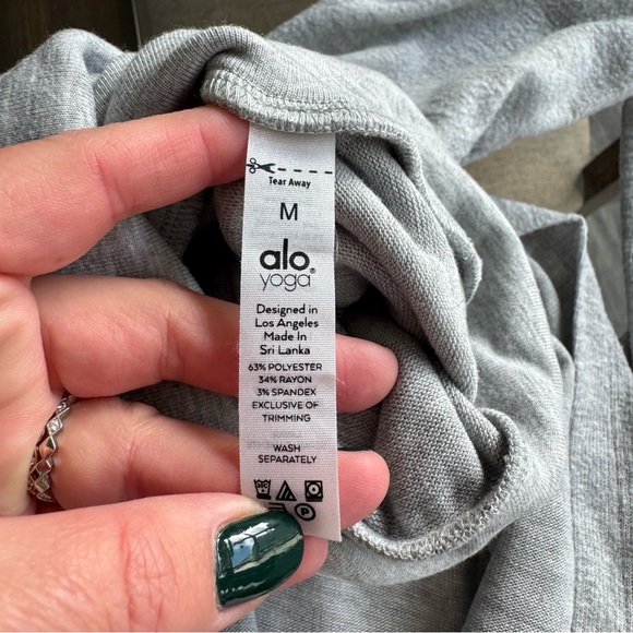 Alo EMBRACE LONG SLEEVE with Open Back  - Athletic Heather Grey / M - Picture 4 of 9